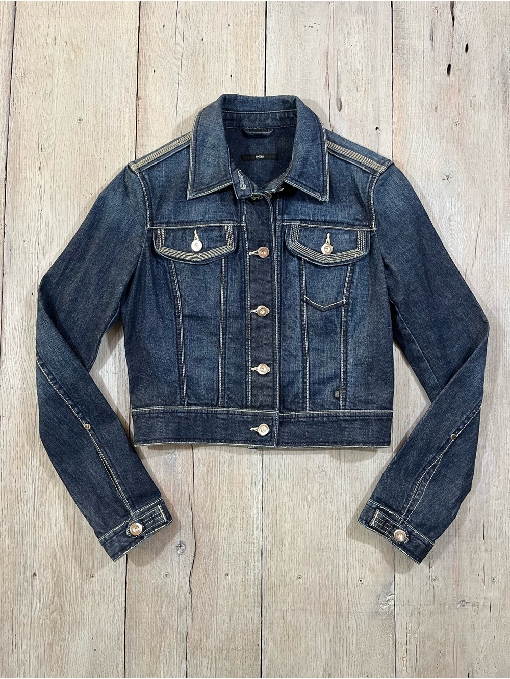 Boss Hugo Boss Women’s Dark Wash Denim Trucker Jacket Size 6